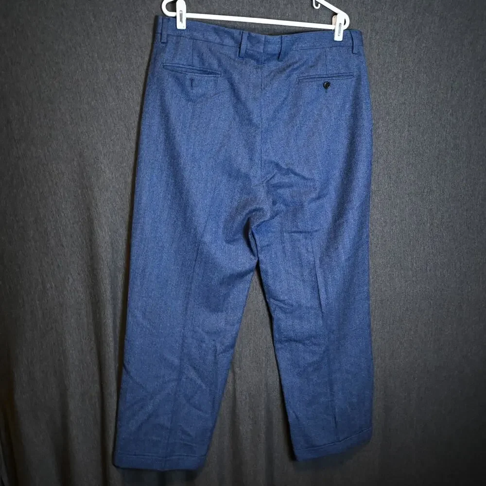 Paul Fredrick Men's 37 (36x29 actual) 100% Wool Classic Fit Pleated Trousers